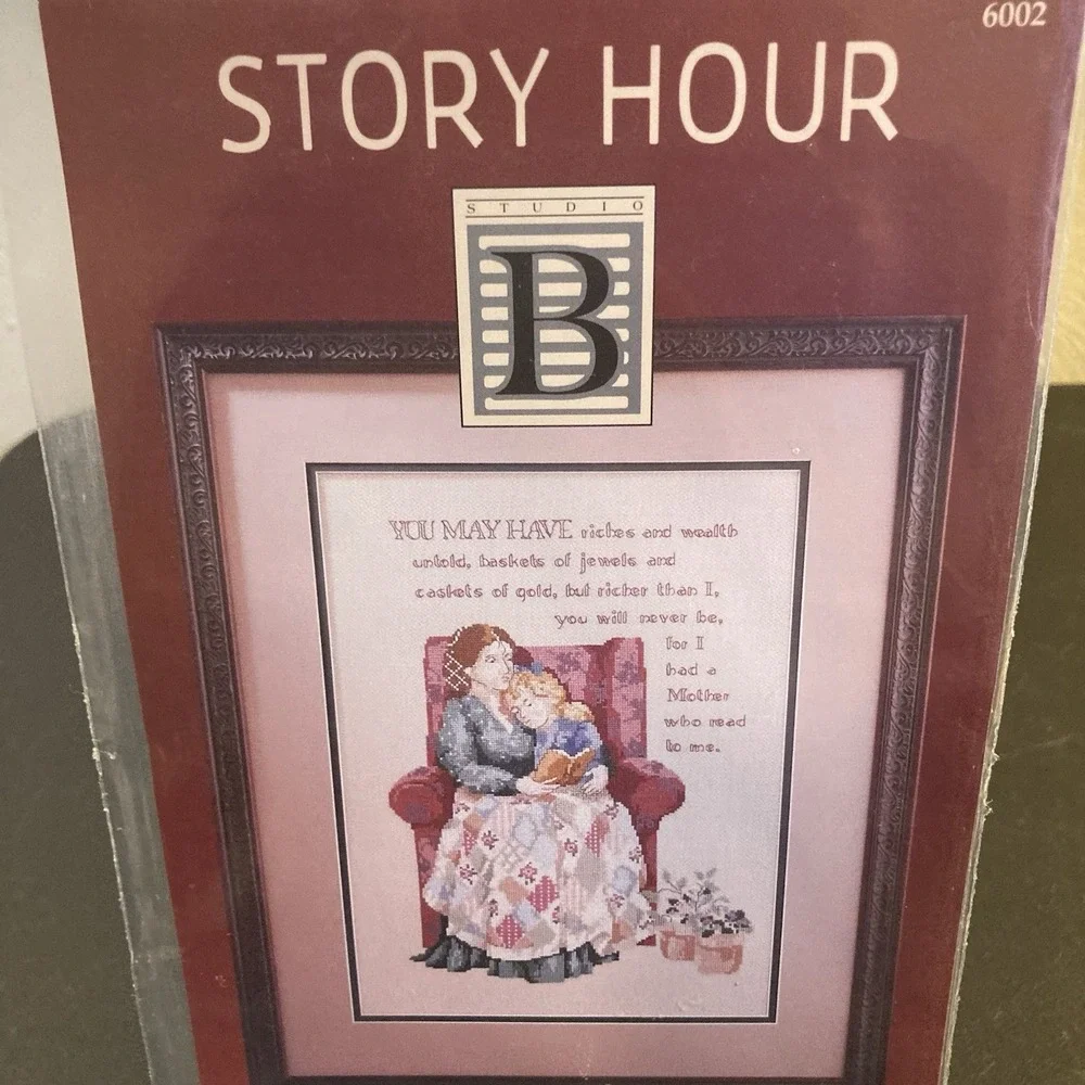 Studio B Story Hour Cross Stitch Pattern Reading Mother Poem Strickland Gillian‎